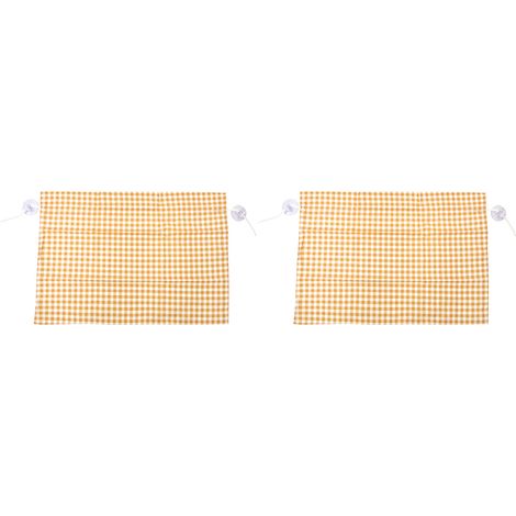 Lot de 2 rideaux pare-soleil latéraux de voiture anti-UV à motif quadrillé jaune, avec ventouses (1/5)