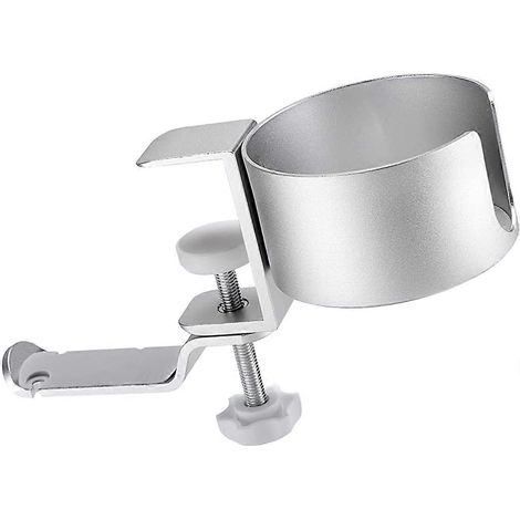 Support pour casque audio argenté, porte-gobelet multifonctionnel en alliage d'aluminium, adapté à une utilisation sur bureau. (1/5)