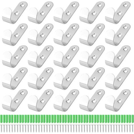 Ensemble de crochets multifonctions 25 pièces en acier inoxydable, crochets de bâche pour accessoires de remorque, crochets muraux à visser, crochets de fixation pour bâche, petits crochets (1/4)