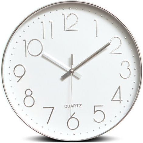 Horloge murale minimaliste (argenté), 30CM (12 pouces) Horloge murale moderne et silencieuse, mouvement à quartz silencieux (1/5)