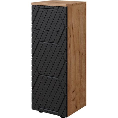 Meuble salle de bain Irma, Anthracite avec structure en nid d'abeille, 30x81cm avec 1 tiroir, 2 compartiments, salle de bain, Vicco