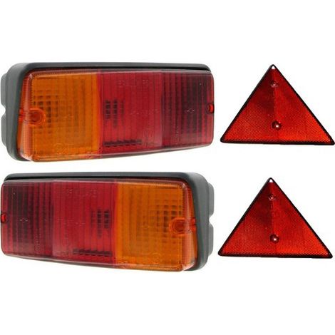 Oc-Pro – Feux et triangles pour remorques – 2 feux à 4 fonctions – 2 triangles 155mm – Dimensions feux 160mm x 71mm – Éclairage de plaque