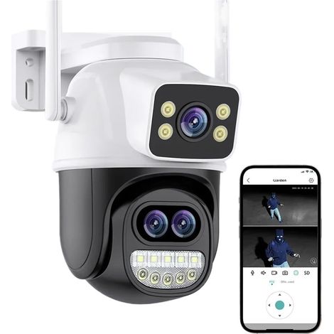 Caméra de sécurité à Domicile Caméra d'extérieur 6MP 12MP, Trois objectifs, Double écran, Zoom 8X, vidéosurveillance, Suivi Automatique, Protection de sécurité(3K 6MP Add 64G) (1/5)
