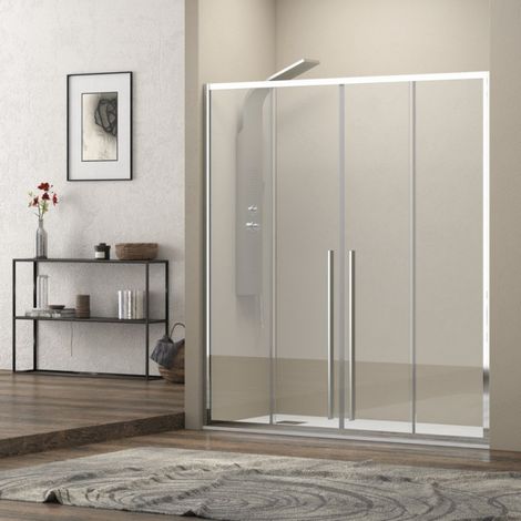Nicchia doccia 160 cm doppio scorrevole vetro 8mm altezza 200h  KEL6000 kamalu