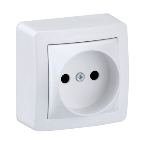 Schneider Electric – Prise de courant 2P 16A sans terre – Installation en saillie – Mécanisme automatique – Résistant à l'arrachement – Blanc satiné (1/4)