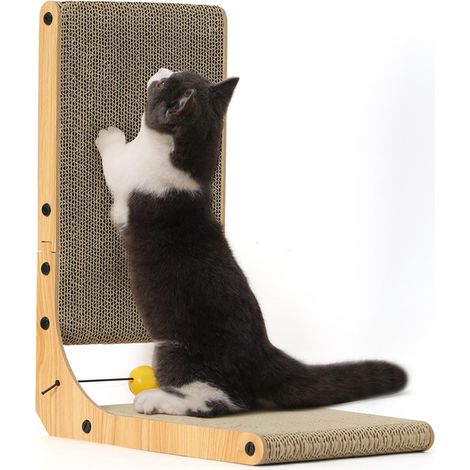 Gratte-Chat en Carton avec Jouet Balle, Griffoir Vertical pour Chat, Structure Robuste et Stable, Accessoire de Jeu et de Soins pour Griffes (1/5)