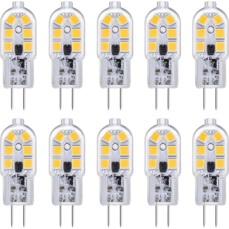 Lampadina LED G4 per cappa da cucina 12V 2W Bianco freddo 6000K, 200lm, equivalente alogena G4 bi-pin, Lampada LED G4 12V AC/DC per cappa da cucina/camper, non dimmerabile, 10 pezzi [Classe di efficie (1/5)
