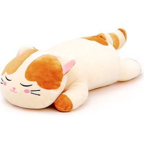 Coussin moelleux jouet cadeau pour animaux enfants chat brun 45cm peluche décorative (1/5)