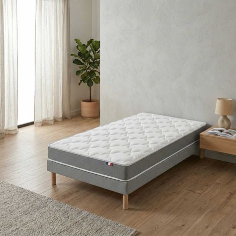 Ensemble matelas mousse 25kg/m3 H16 sommier en kit 90x190gris (1/5)