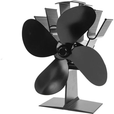 Ventilateur de poêle à 4 pales à combustion thermique, ventilateur thermodynamique pour cheminée à bois, distribution silencieuse de la chaleur (1/5)