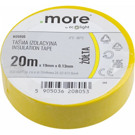 Isolierband 19 mm x 0,13 mm x 20 m gelb (1/4)