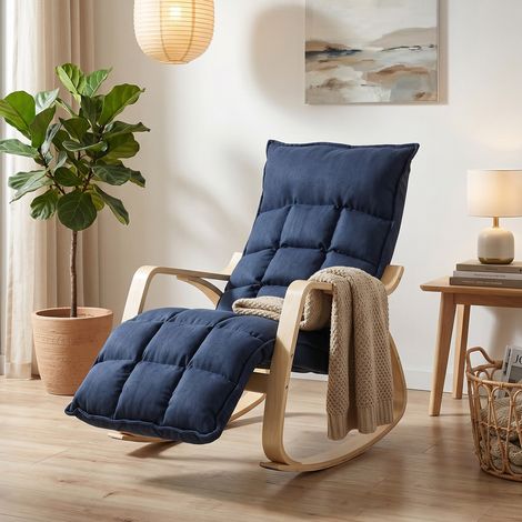 Fauteuil à bascule, fauteuil à bascule avec dossier haut, bleu foncé (1/5)