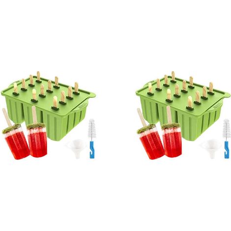 Deux moules à glace en silicone, un appareil à mouler les glaces, adapté à la fabrication de glaces et de crèmes glacées, comprend 100 bâtonnets de glace et un sachet à glace. (1/4)