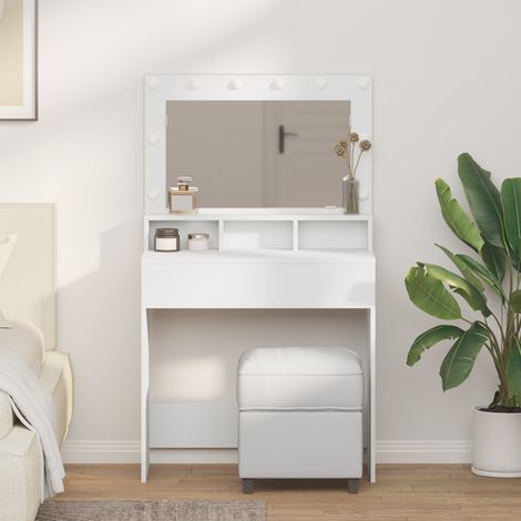 Schminktisch mit Regal Weiß 78,5 x 41 x 135 cm Holzwerkstoff
