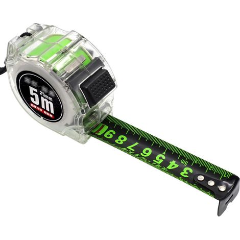 Metre Ruban 5m 25 mm Affichage Simple Face Auto Lock Unité Métrique Ruban à Mesurer à Boîtier Transparent pour Diverses Mesures Planes (1/5)