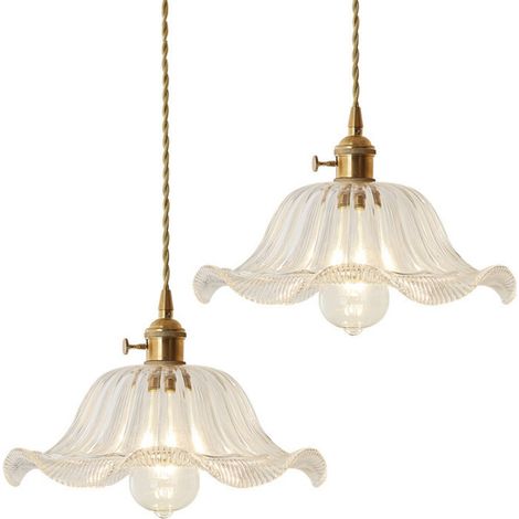 Industrial Vintage Pendant Lamp Glass Metal Ceiling Hanging Light Adjustable Chandelier for Loft Kitchen Coffee Transparente 2Pcs (1/5)