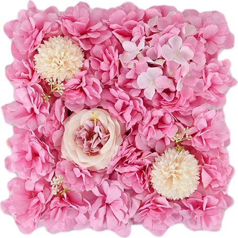 Mur Floral Artificiel - Pivoine Rose et Hortensia - Décoration Murale pour Mariage et Fêtes - 38 x 38 x 4 cm - 1 Pièce (1/5)
