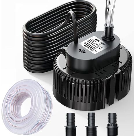 Tauchpumpe für Schwimmbad, Keller, Teich, Garten, Poolpumpe mit Ablaufschlauch, Klarwasser-Ablaufpumpe (schwarz) (1/5)