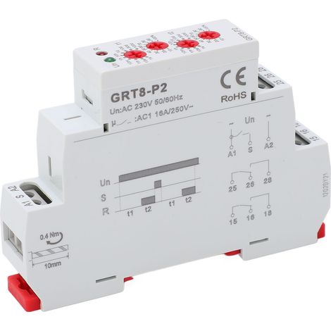 Industrielles elektronisches Impulszeitrelais für Schienenmontage, 230 V, mit Anzeige (1/5)