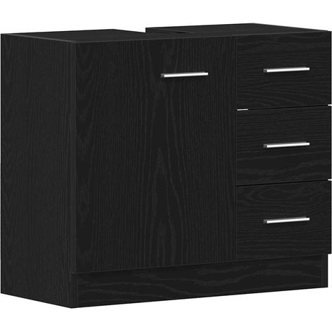 Maison Exclusive - Waschbeckenunterschrank Schwarz Eichen-Optik 6
