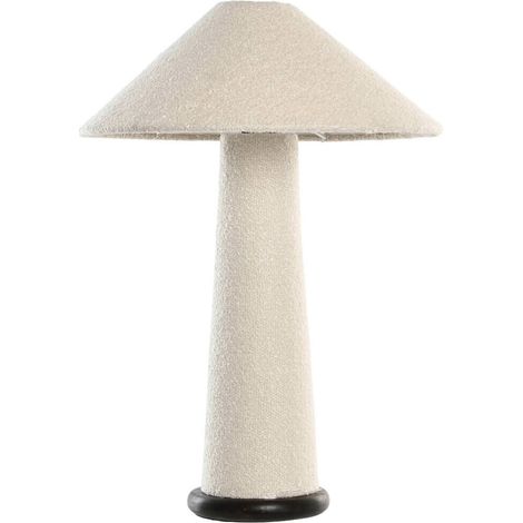 Lampe de table moderne blanche en métal et polyester style épuré - Blanc crème et base noire (1/5)