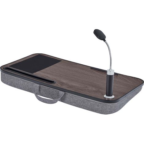 Teamson Home Tavolo Da Lavoro Portatile Per Computer Con Fondo Imbottito, Luce LED Rimovibile, Tappetino Per Mouse, Slot Per Tablet, Venature Del Legno VNF-0112-UK (1/5)