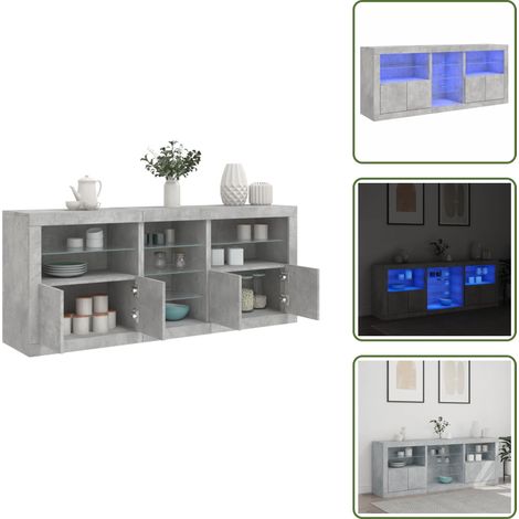 Buffet avec lumières LED gris béton 181,5x37x67 cm - Meubles De Rangement - Buffet - Meuble Tv - Armoire - Luminaire Led (1/5)