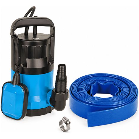 SPIDO - Kit Pompe d'Évacuation Eaux Claires ECOP BIS 100 - 250 W - 6 m3/h - Tuyau Plat 10 m D25 mm + 2 Colliers Inox