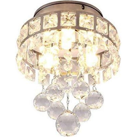Moderne Plafonnier en Cristal LED Chrome Métal, Luxe Lustre avec Design élégant Lampe de Plafond Éclairage pour Chambre à Coucher, Couloir, Salon