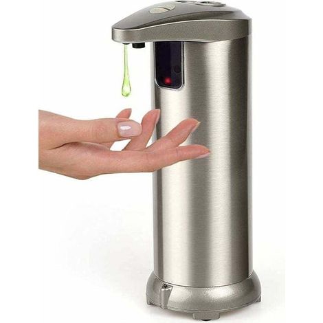 Distributeur de Savon Automatique Acier Inoxydable, Niveaux de Savon réglables Distributeurs Savon Automatique sans Contact Capteur de Mouvement Infrarouge, Base Imperméable, (1/4)