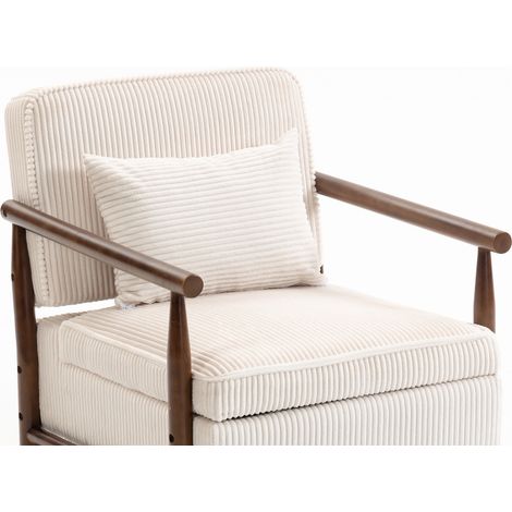 Fauteuil d'appoint contemporain style médiéval avec structure en bois et coussin lombaire (1/5)