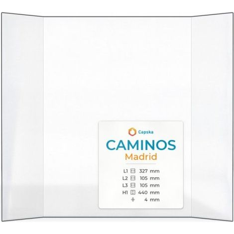 Vitre Caminos MADRID - Verre Prismatique pour poêle à bois - (105 + 327 + 105) x 440 mm (L2+L1+L3 x H1) - 4 mm