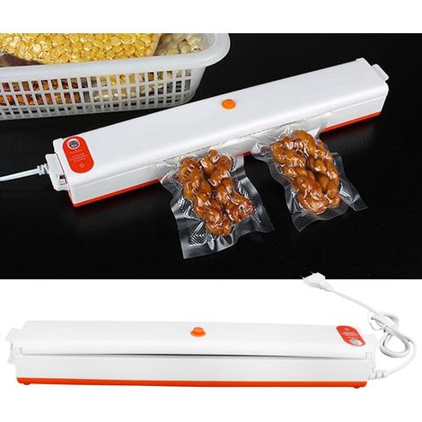 Machine de mise sous vide portable pour petits aliments, idéale pour la cuisine (prise UE 220 V, orange). (1/5)