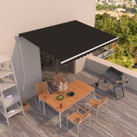 Auvent Marquise rétractable automatique, Store Banne pour Jardin Balcon Terrasse, 400x350 cm Anthracite OIB9806E (1/5)