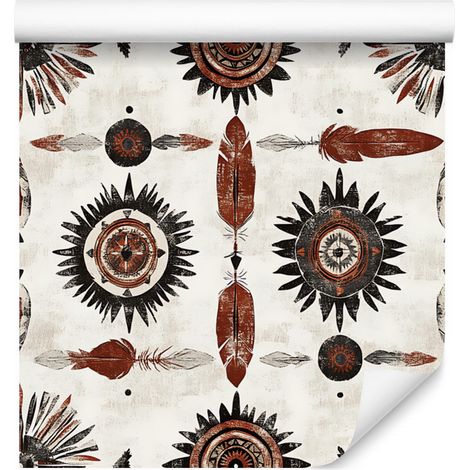 Carta da parati Boho bianca e grigio chiaro per soggiorno e camera da letto 50x1000 cm (1/5)