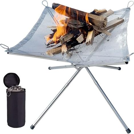 Extérieur Portable Brasero De Jardin,Brasero Portable D'extérieur Pour Le Jardin, Rangement Facile, Pliable, En Acier Inoxydable, Pour Feu De Camp, Chauffage Extérieur, Cheminée-Moyen : 42x42x32 (1/5)