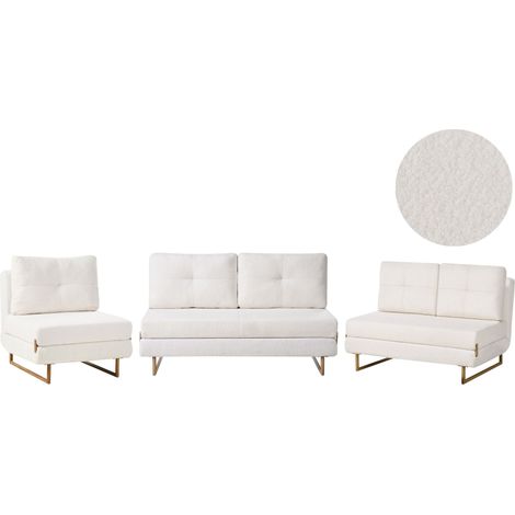 Living Room Set 6 Seater JERSLEV Boucle Off-White (1/5)