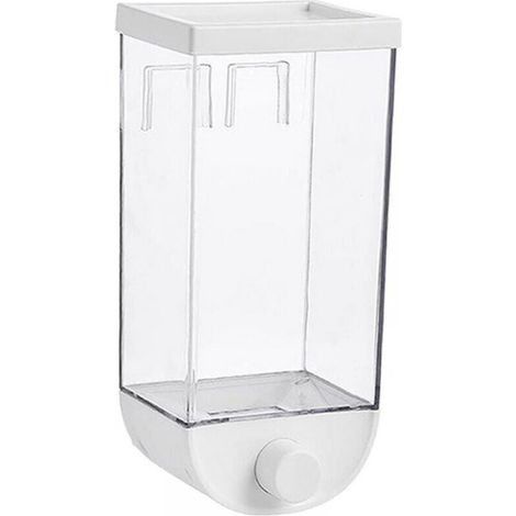Dispensador de cereales mural para alimentos secos, cereales, frutos secos, legumbres, dulces, arroz, avena, recipiente de almacenamiento (blanco) (1/5)