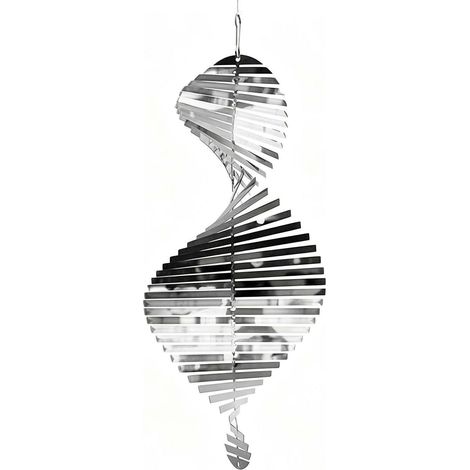 Edelstahl Windspiel 3D Helix Spinner für Garten & Balkon, Silber