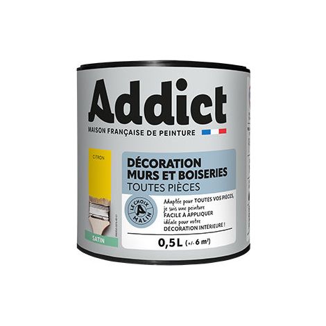 Pintura para paredes y molduras satinado ADDICT 0,5L limón