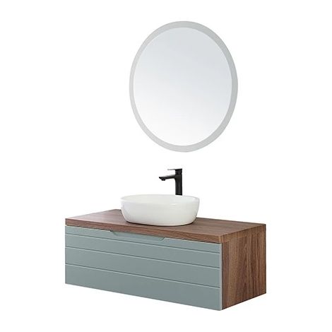 Composizione Bagno Sospeso Verde Salvia Amalfi Cassettone Lavabo Specchio (1/2)