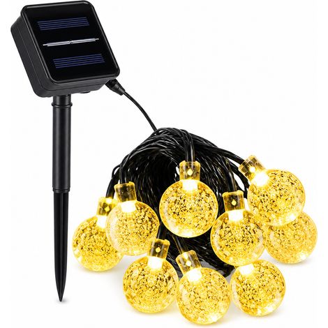 Guirlande Lumineuse Solaire LED à 30 Boules, Blanc Chaud, Étanche pour Jardin et Extérieur (1/5)