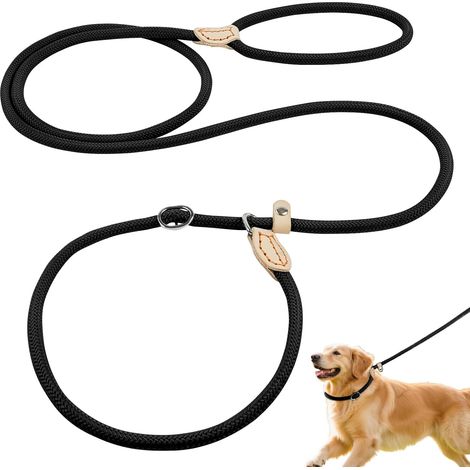 Guinzaglio educativo per cani, guinzaglio regolabile multifunzione in nylon resistente da 1,8 m con 2 moschettoni a mano per allenamenti a piedi di piccole e grandi dimensioni, nero (1/5)