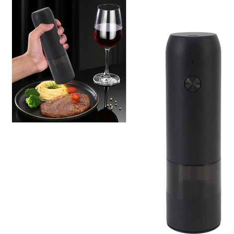 Moulin à poivre électrique portable à mouture réglable pour poivre, sel, poivre de Cayenne, clous de girofle, vanille et poivre noir. (1/5)