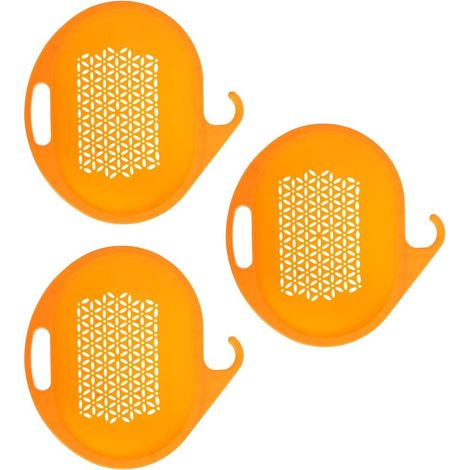 Lot de 3 passoires de cuisine - Égouttoirs - Corbeille à fruits - Bassines pour laver les aliments, fruits, légumes et pâtes - Orange - 3 pièces