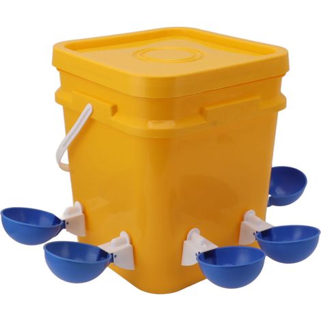 Abreuvoir automatique pour poules avec baril portable de 12L pour oies canards seau + grand bol bleu + vis noires (1/5)