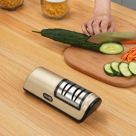 Aiguiseur de couteaux électrique – USB – 2 phases – Anti-dérapant – Couteaux de cuisine (1/5)