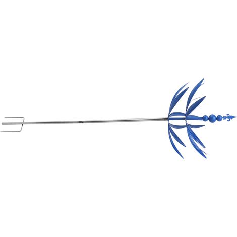 Moulin à vent en fer forgé pour jardin, rotation à 360°, décoration extérieure bleue pour pelouse et jardin. (1/5)