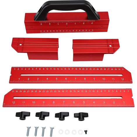Gabarit pour l'encadrement de planches de bois de 12 à 30 pouces, outil réglable en alliage d'aluminium pour marquer le centre du tenon lors de l'installation de meubles et de projets de menuiserie. (1/5)