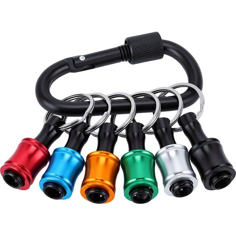 Porte-clés en alliage d'aluminium à dégagement rapide, support adaptateur d'embout, tige hexagonale de 1/4 pouces, perceuse magnétique, boucle noire pour ceinture à outils 6 pièces (1/5)